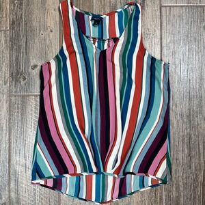 Daytrip Women's Striped V Neck Twist Front Sleeveless Tank‎ Top Size M
